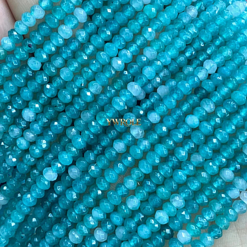 3x4mm Rondelle Faceted Natural Stone Chalcedony Tourmaline Color Loose Spacer Beads for Jewelry Making Diy Bracelet Accessories