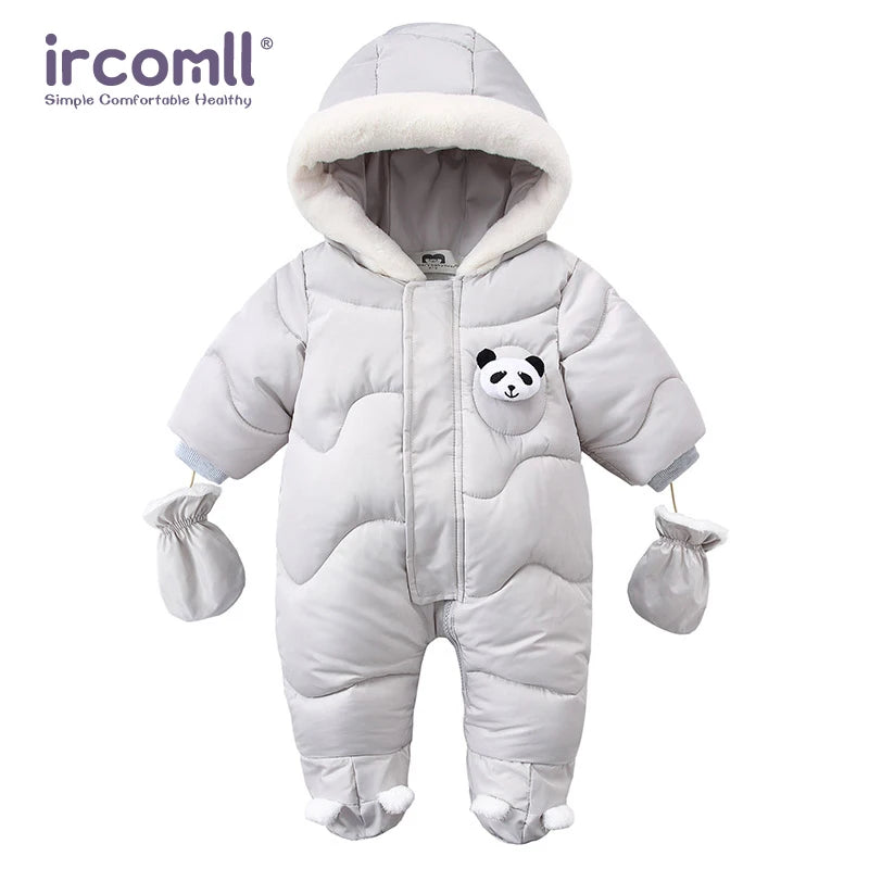 Ircomll Hight Quality Newborn Baby Winter Clothes Snowsuit Warm Fleece Hooded Romper Cartoon Lion Jumpsuit Toddler Kid Outfits