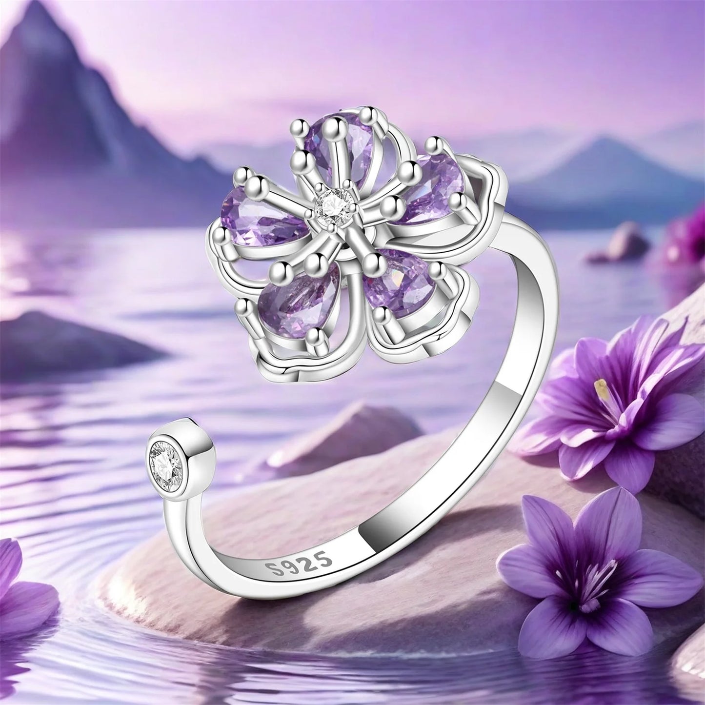 Original 925 Sterling Silver Zircon Bone Balloon Dog Adjustable Open Ring Fine Jewelry Luxury Gift for Women Birthday Party 2026