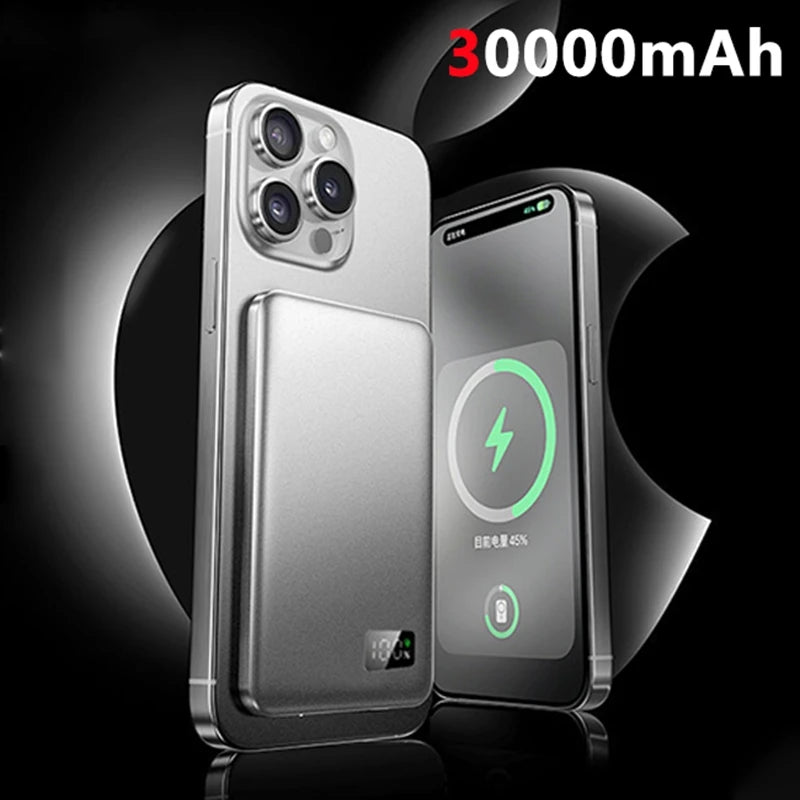 Lenovo 30000mah High-capacity Magnetic Wireless Fastcharging Powerbank Lightweight Portable For Air Travel With External Battery
