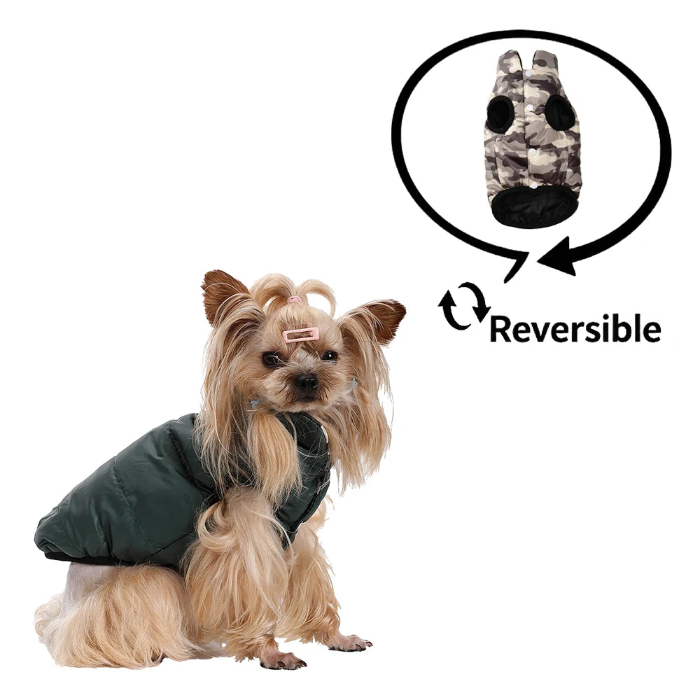Cozy Pet Clothes Reversible Dogs Vest For Small Medium Dog Cat Winter Windproof Puppy Button Jacket Coat Yorkie Schnauzer Outfit