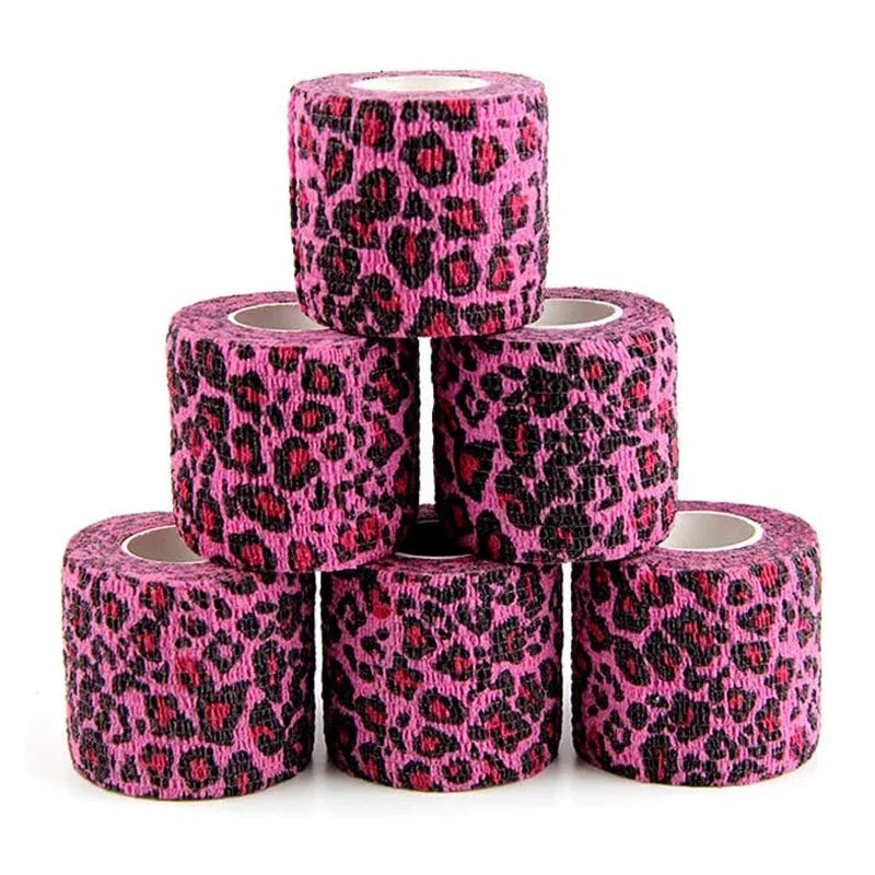 White/Pink Heart And Pink Leopard Tape Tattoo Handle Bandage Anti-slip Athletic Nonwoven Self-adhesive Elastic Bandage Grip