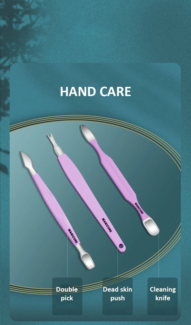 Professional Manicure Set 12/16 Pcs Full Function Kit Stainless Steel Pedicure Sets With Leather Portable Case Idea Gift