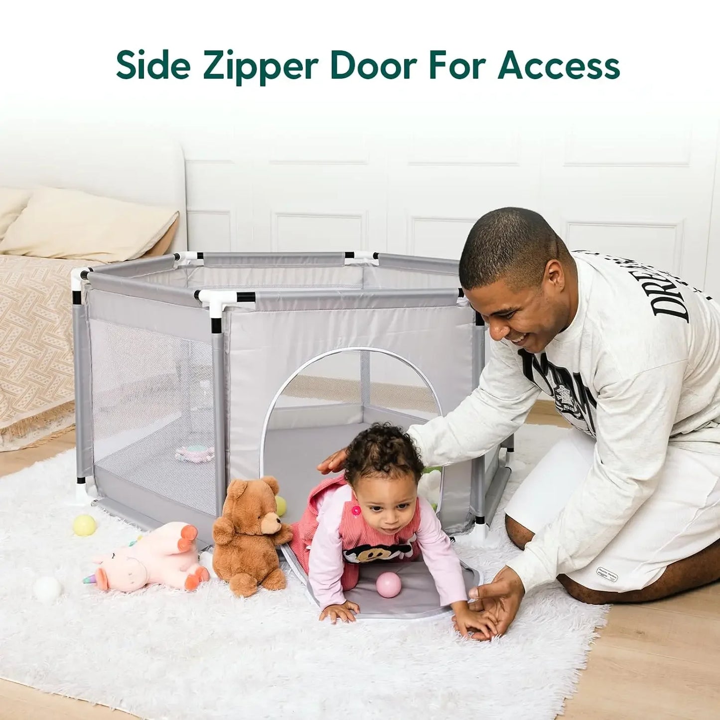 Breathable Mesh Portable Foldable Baby Playpen for Toddlers Indoor Outdoor Playground Kids Activity Center Safety Fence