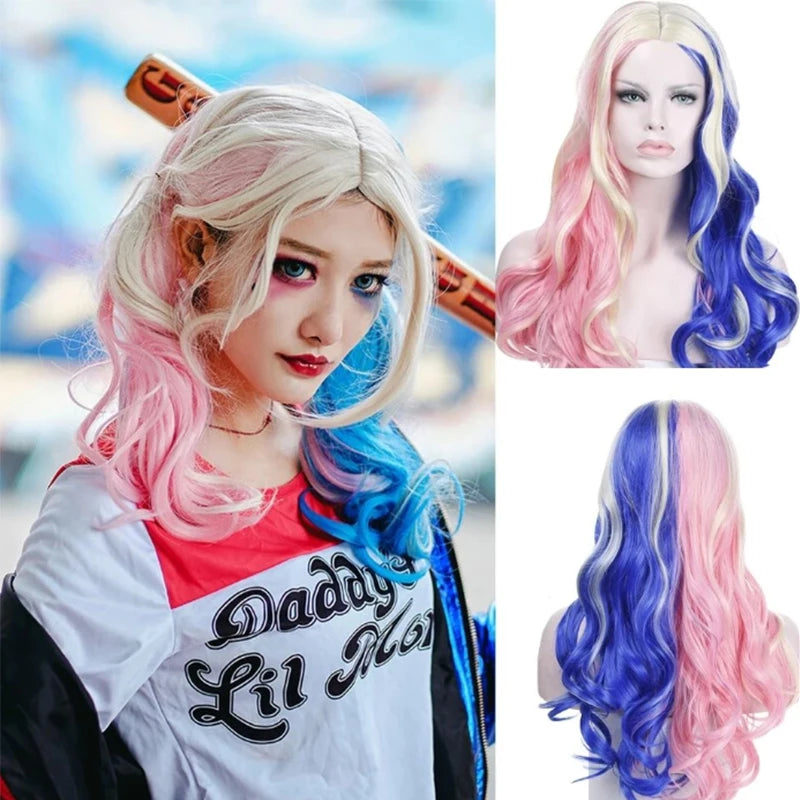 Ombre Pink Brown Wig for Women Cute Lolita Hair Wig with Bangs High Temperature Fibers Synthetic Wigs Headband Wigs for Cosplay