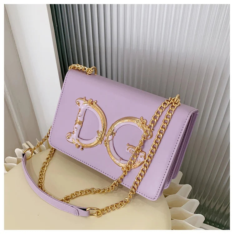 Trendy Letter Logo Chain Bag for Women 2025 - Cute Small Shoulder Sling Purse for Party, Date, Shopping - Black Fashion Handbag
