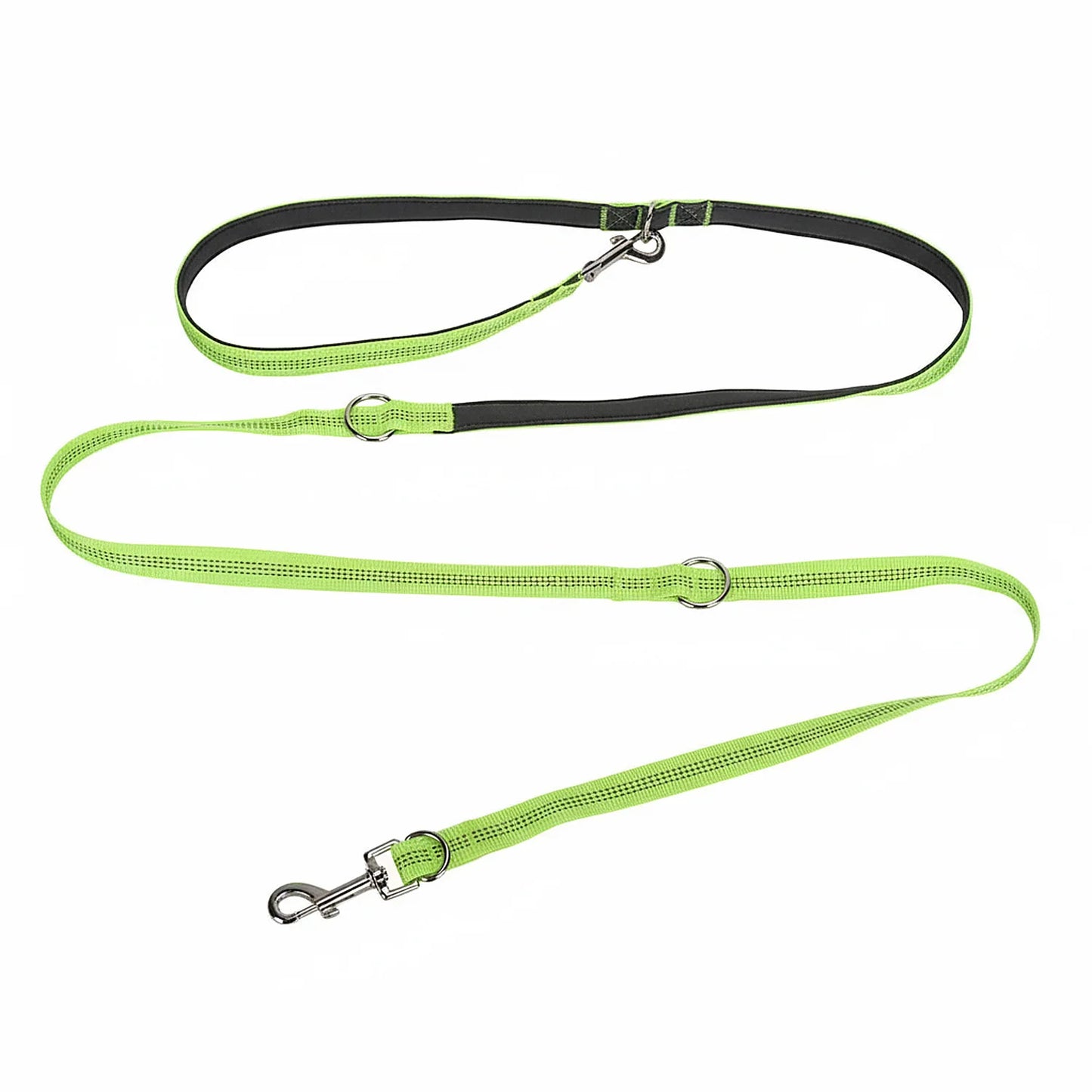 Crossbody Dog Leash Versatile Crossbody Waist Leash with 3 Rings Puppy Walking Leash Reflective Nylon Multifunctional Pet Rope