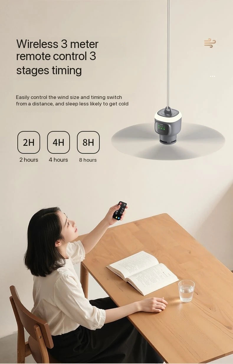 Remote Control Large Size Ceiling Fan USB Wireless Cooling Fan 12000\8000mAh Portable LED Night Light Camping Fan Ceiling Fan