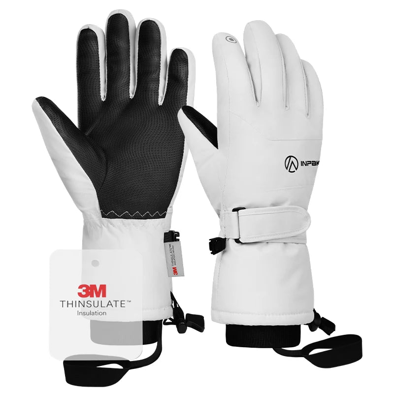 INPAKO thickened men's and women's professional ski gloves windproof winter warm snow gloves snowmobile five-finger gloves