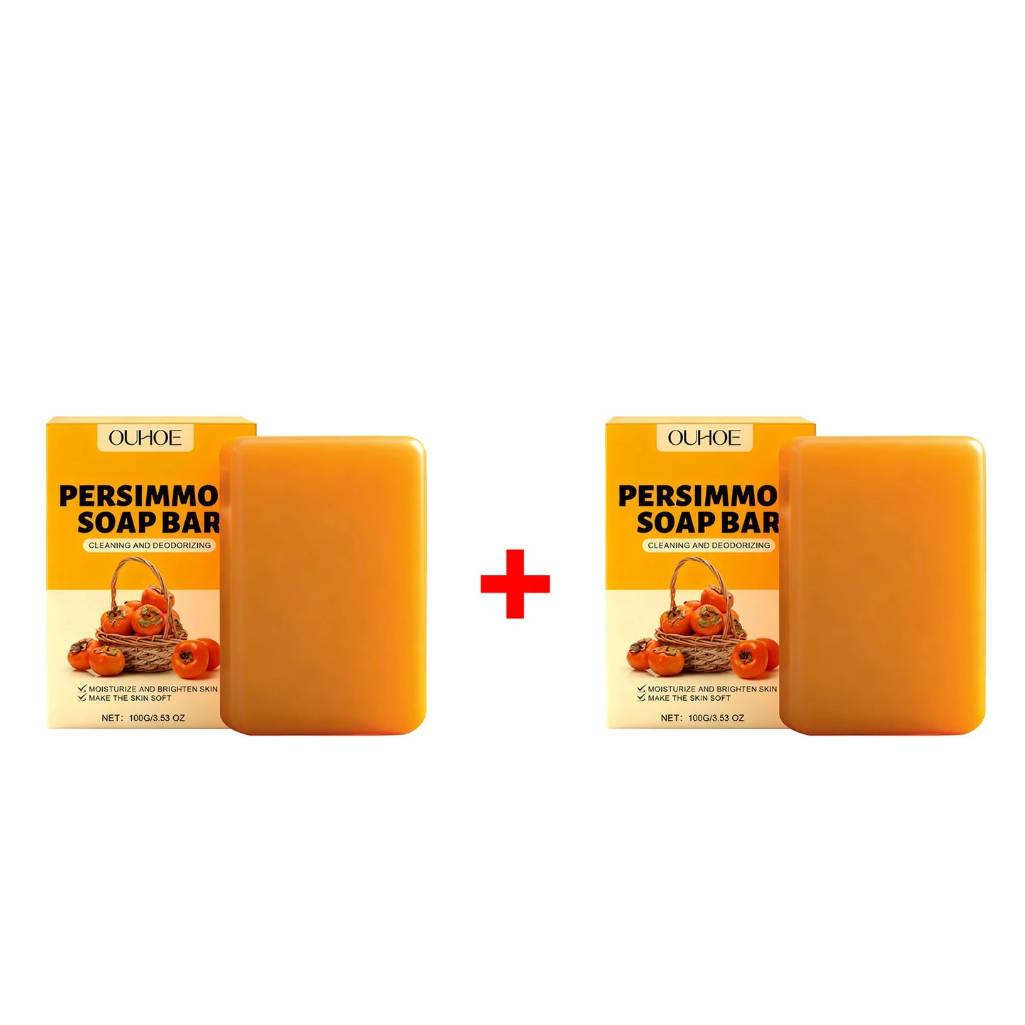Persimmon Soap Bar Odor Removal Bath Bar Natural Deodorizing Body Cleansing Soap Soften Rough Skin Moisturizing Bath Soap