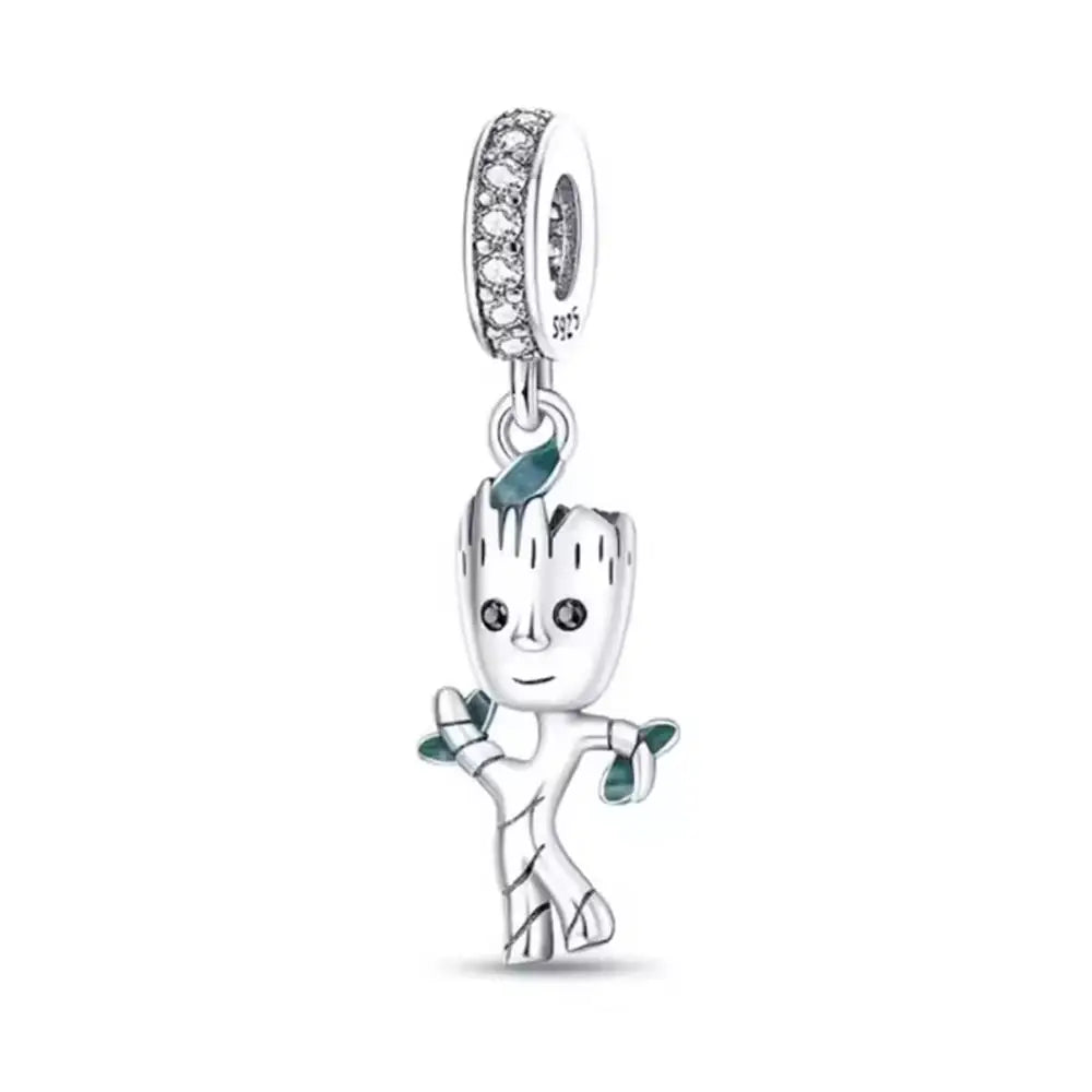925 Sterling Silver Cute Cartoon Shield Soldier Stickey Charm Beads Animal & Character Charms DIY Jewelry Gift for Her