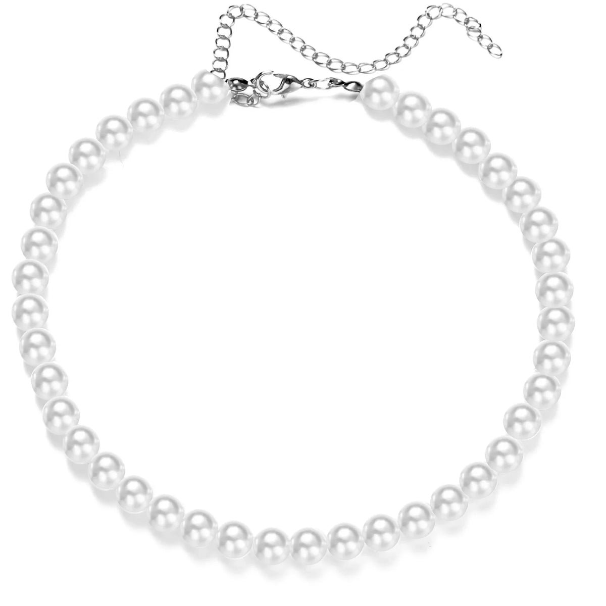 4 5 6 8mm White Pearl Chokers Necklace Clavicle Chain For Women Classic Fashion Elegant Wedding Neck Jewelry Love Pendant Gift