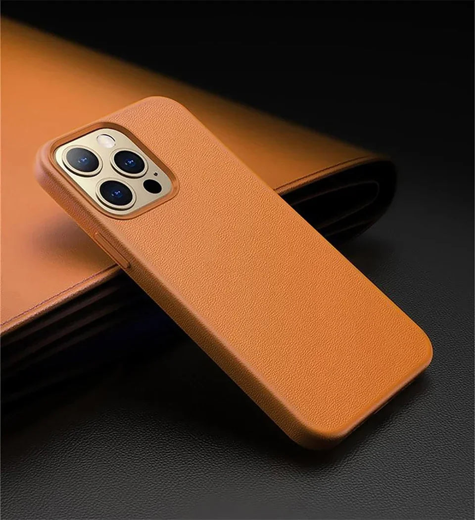 Official Quality Leather for Magsafe Case for IPhone 17 Pro Max 16 15 14 13 Pro Max Air Original Magnetic Charging Case