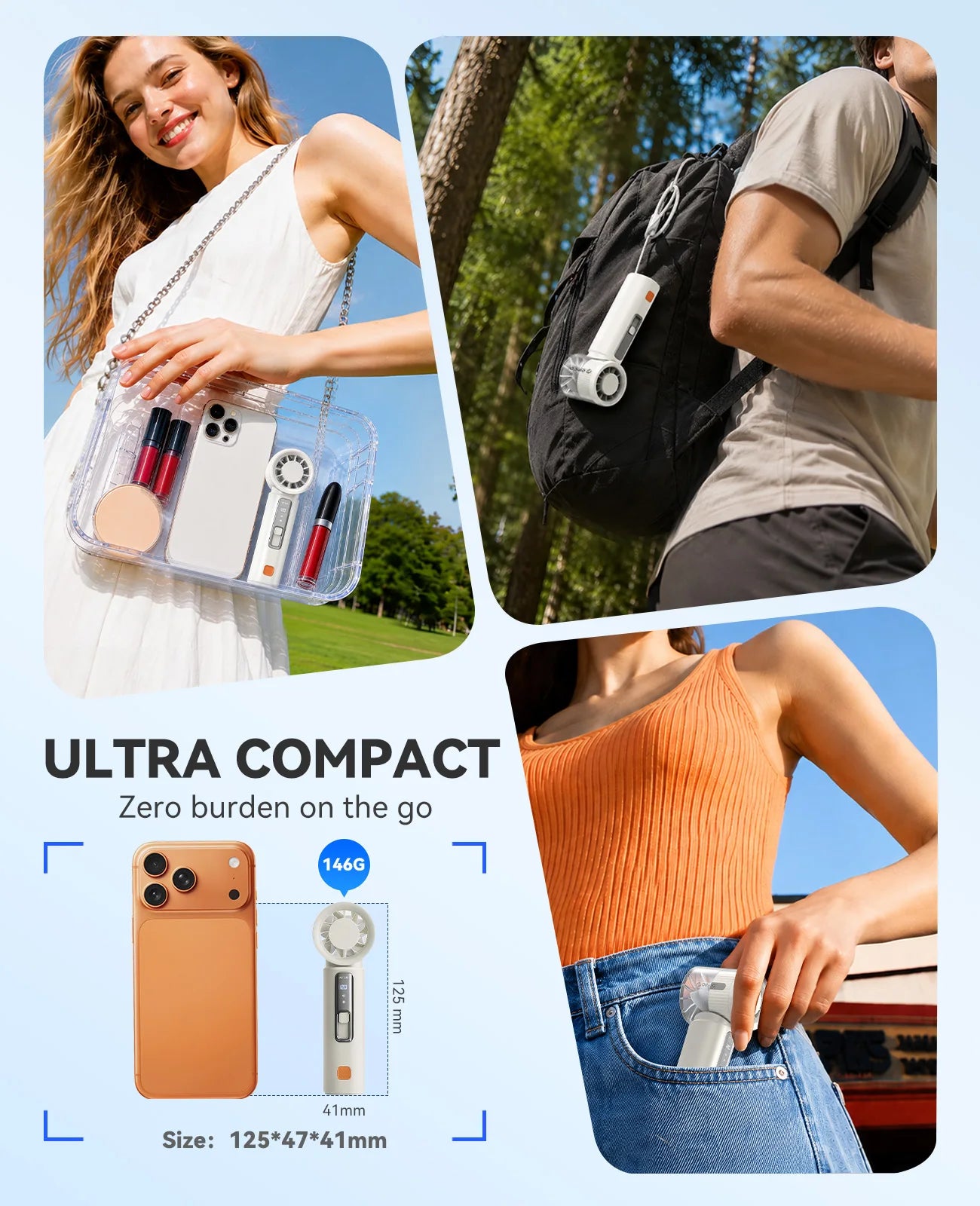 ORICO Portable Handheld Turbo Fan TEC Semiconductor Cold Cooling Mini Pocket Fan 120 Speed Digital Display Rechargeable Travel O