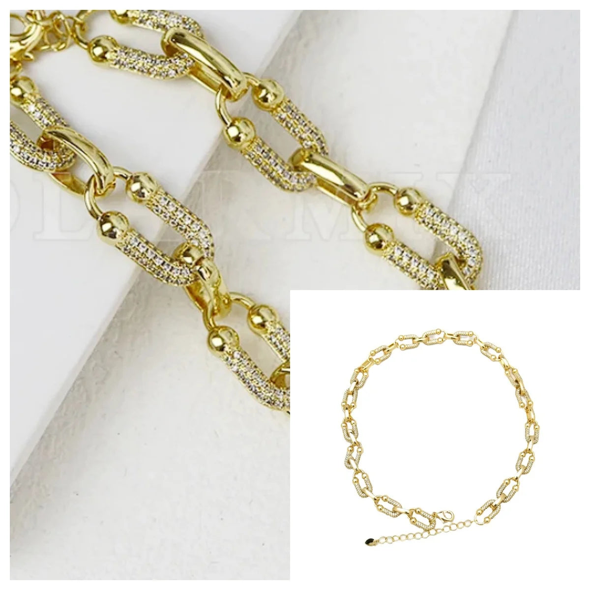 Classic Zircon U Shape Chain 18-K Gold Plated Gold Chains Fashion Jewelry Style  40435