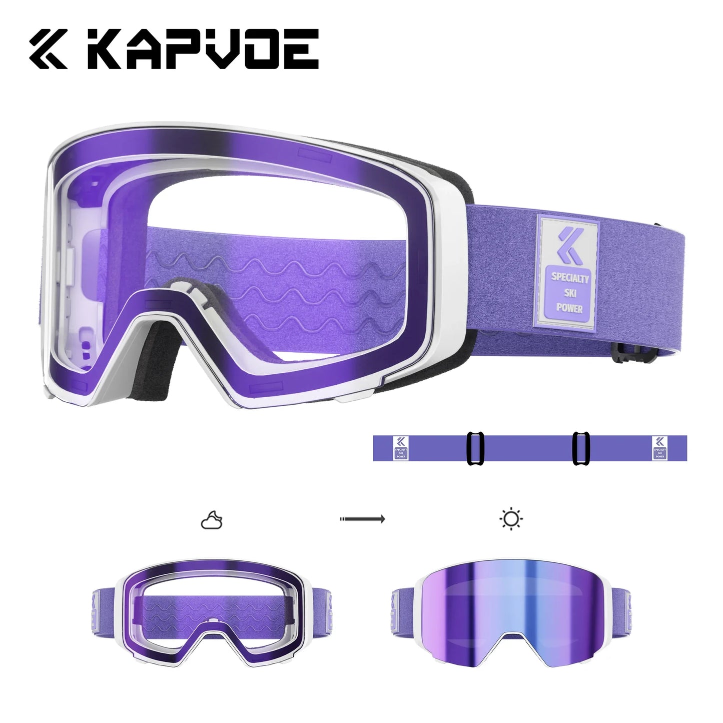 Kapvoe 2026 Skiing Eyewear Flip Ski Goggles Photochromic Snow Goggles Men Snowboard Mask Protection Glasses Snowmobile Winter