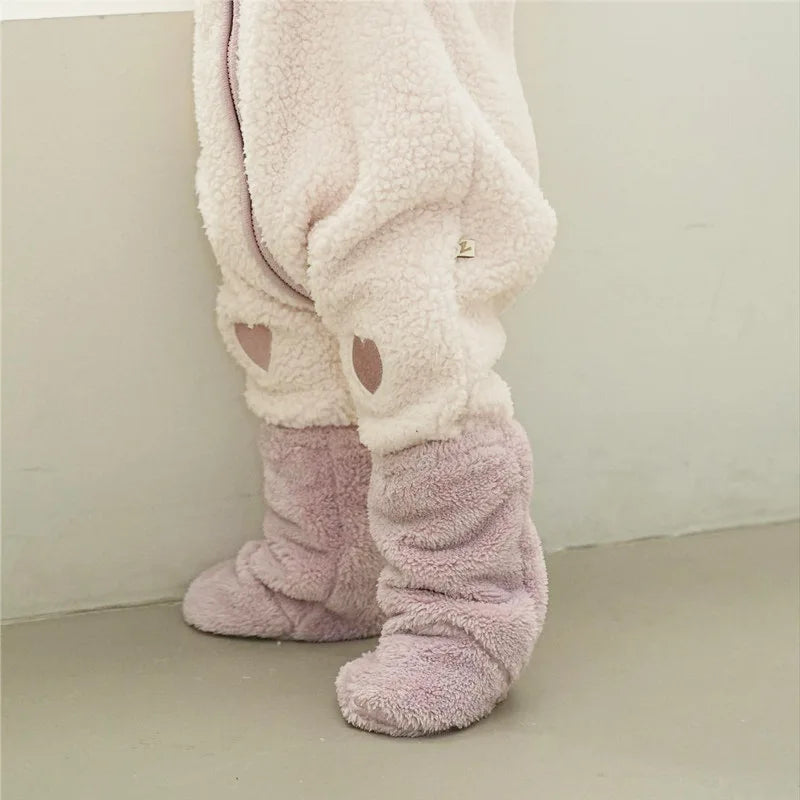 Winter New Baby Fleece Padded Socks Warm Thicken Toddler Girls Floor Socks Cartoon Embroidery Infant Sock Sleeves