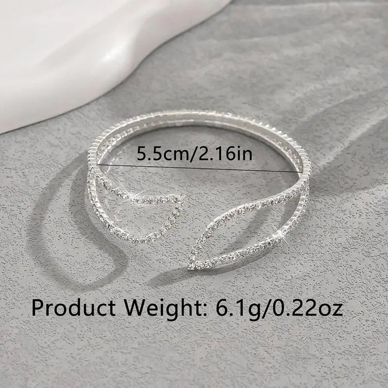 Hand Bracelet Jewelry - Fashionable Wristbands, Rhinestone Elastic Gemstone-set Bracelets, Open-ended Bracelets