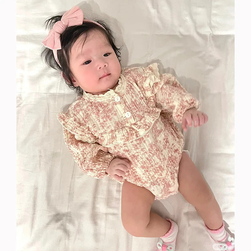 Newborn Romper Chinese Style Ink Painting Newborn Baby Girl Bodysuits +Hat Cotton Girls Jumpsuits Infants Onesie Outfits Clothes