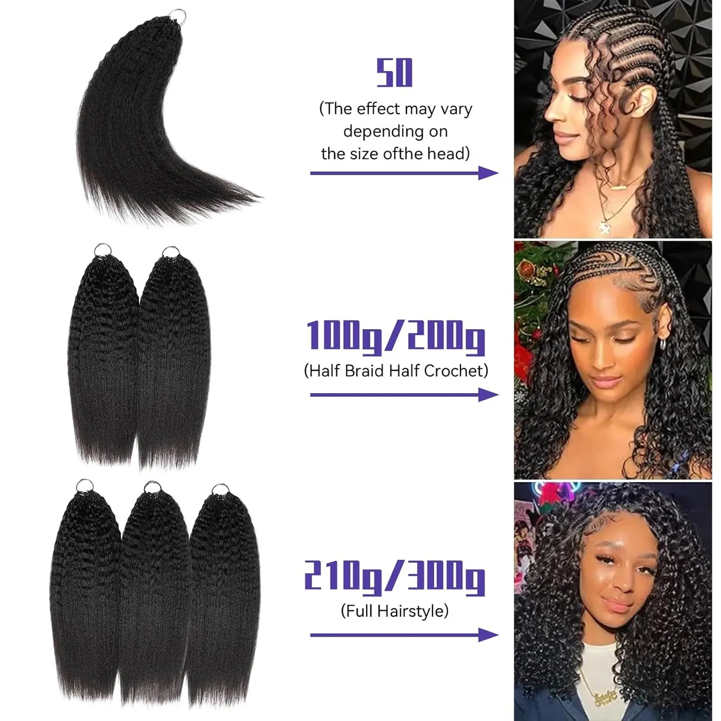 Kinky Straight Crochet Human Hair 100% Feather Crochet Human Hair Bundles For Boho Braids Miracle Knots Hair
