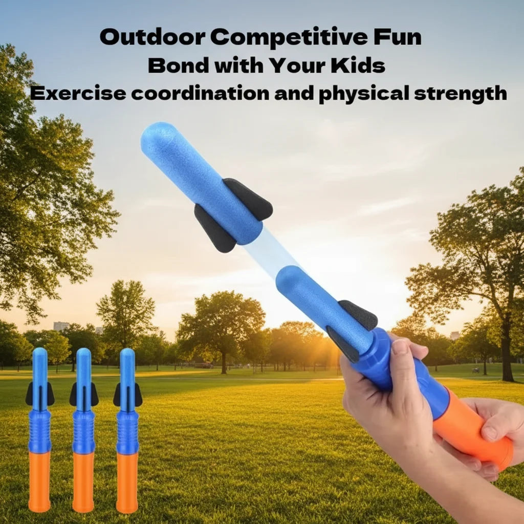 3/7pcs Funny Hand-Propelled Rocket Launcher Toy Set Foam Rocket Children Outdoor Summer Garden Game Birthday Gift Party Discount