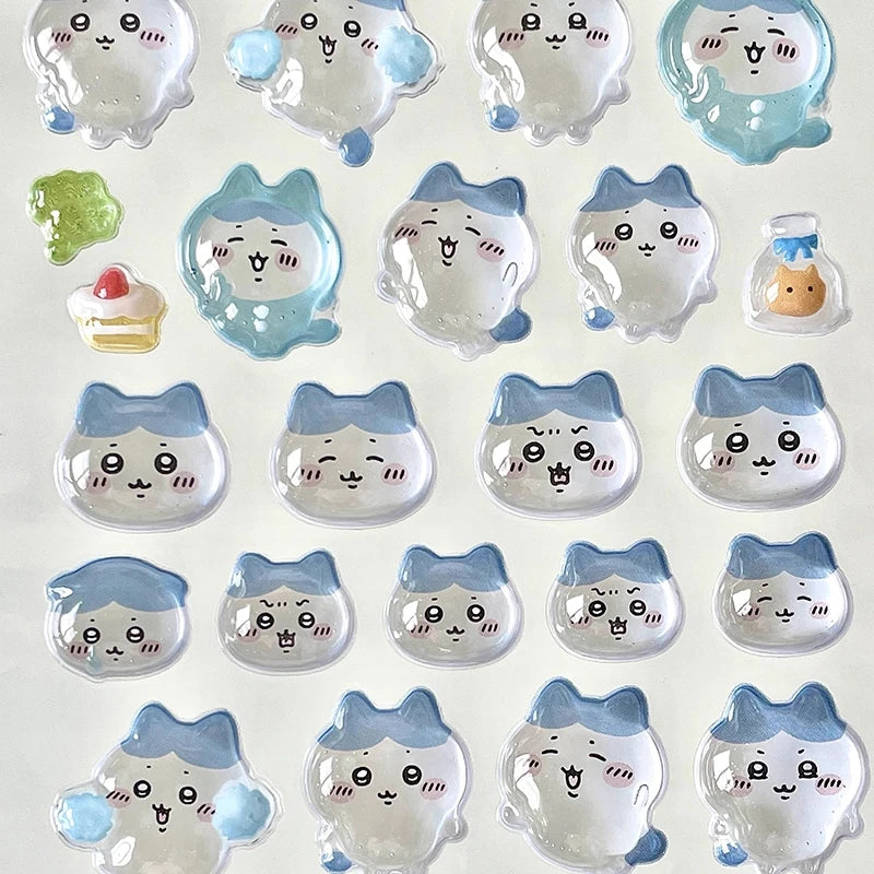 Chiikawa Cartoon 3D Sticker DIY Laptop Scrapbook Decal Aesthetic Crystal Stickers Kawaii Solid Decorative Sticker ちいかわ ボンボンシール