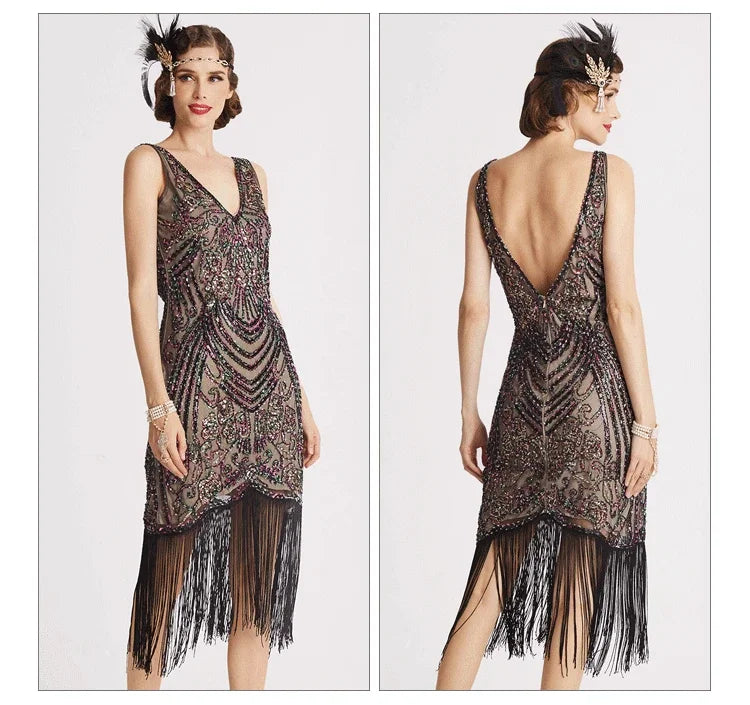 Sexy Women's 1920s Flapper Dress Vintage Swing Fringed Gatsby Roaring 20s Ladies Dress Wedding Evening Party Cocktail Dress Hot