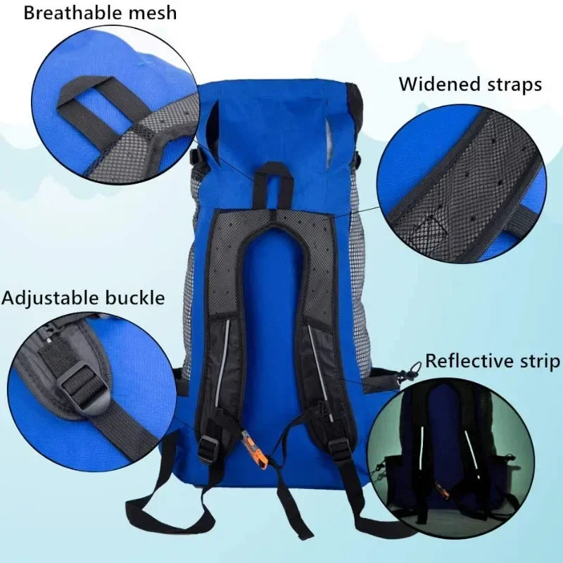 Breathable Large Dog Backpack Carrier - Durable Adjustable Outdoor Hiking Dog Bag Perfect for Large Golden Retriever & Bulldog