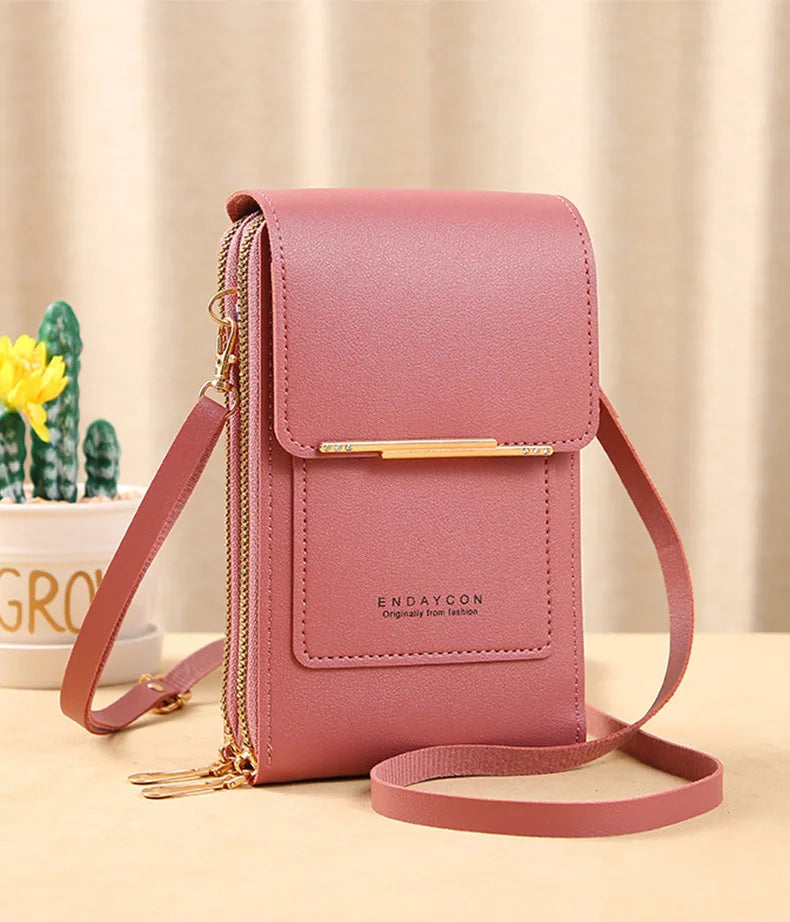 Women Crossbody Shoulder Bags Wallets Touch Screen Cell Phone Bag Soft Leather Strap Handbag for Female Luxury Messenger Bags