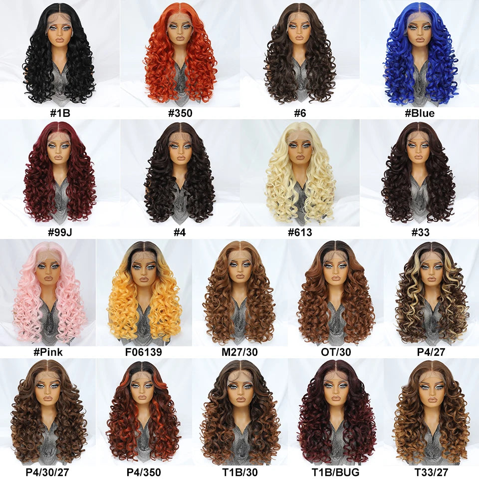Lace Frontal Wigs 13X6 Synthetic Curly Lace Frontal Wigs With Bangs For Afro Women Pink Blonde Women Wigs With Baby Hair Latisha