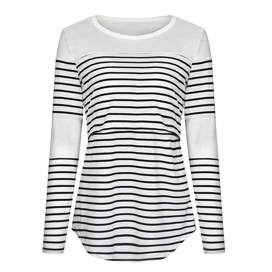 Casual Womens Pregnant Maternity Clothes Nursing Tops Breastfeeding T-Shirt Pregnancy Maternity Breastfeeding Striped