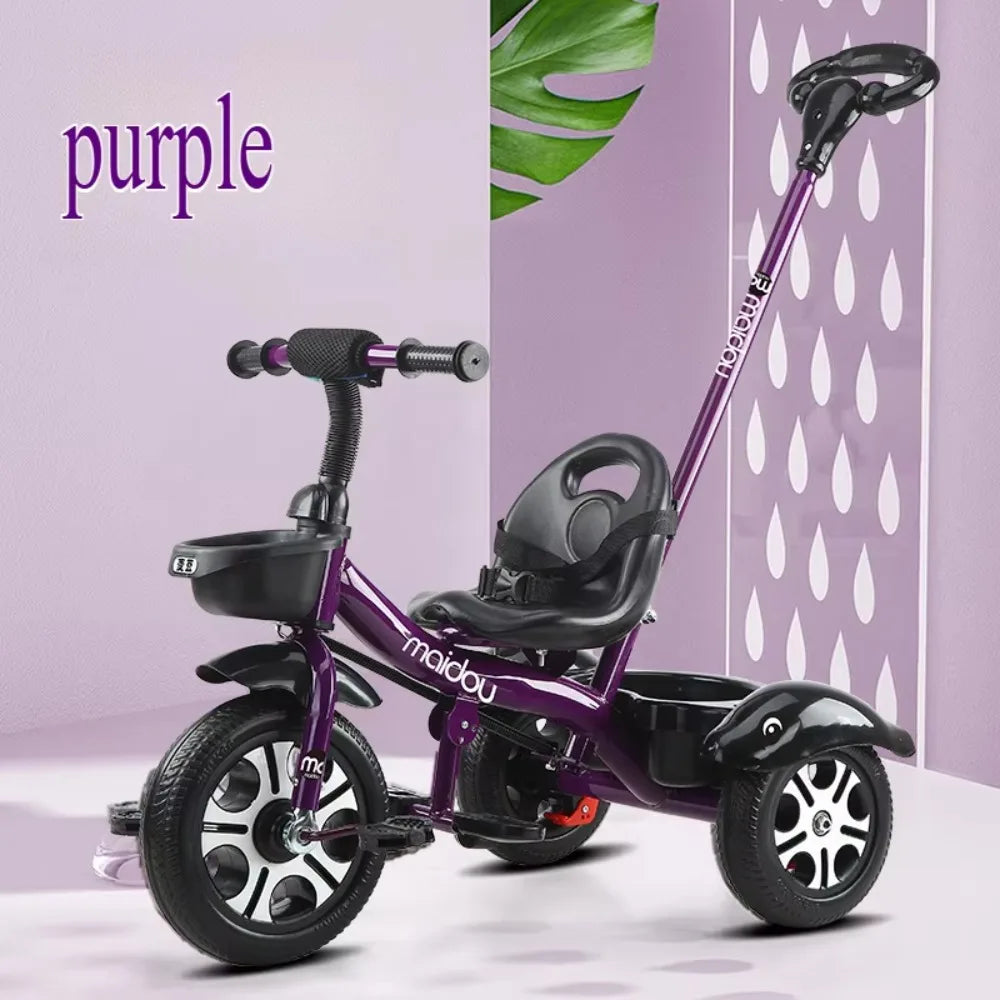 2 in 1 Toddler Tricycle for Kids Trike with Push Handle Adjustable Seat Storage Baskets Balance Bike Birthday Gift for Boy Girl
