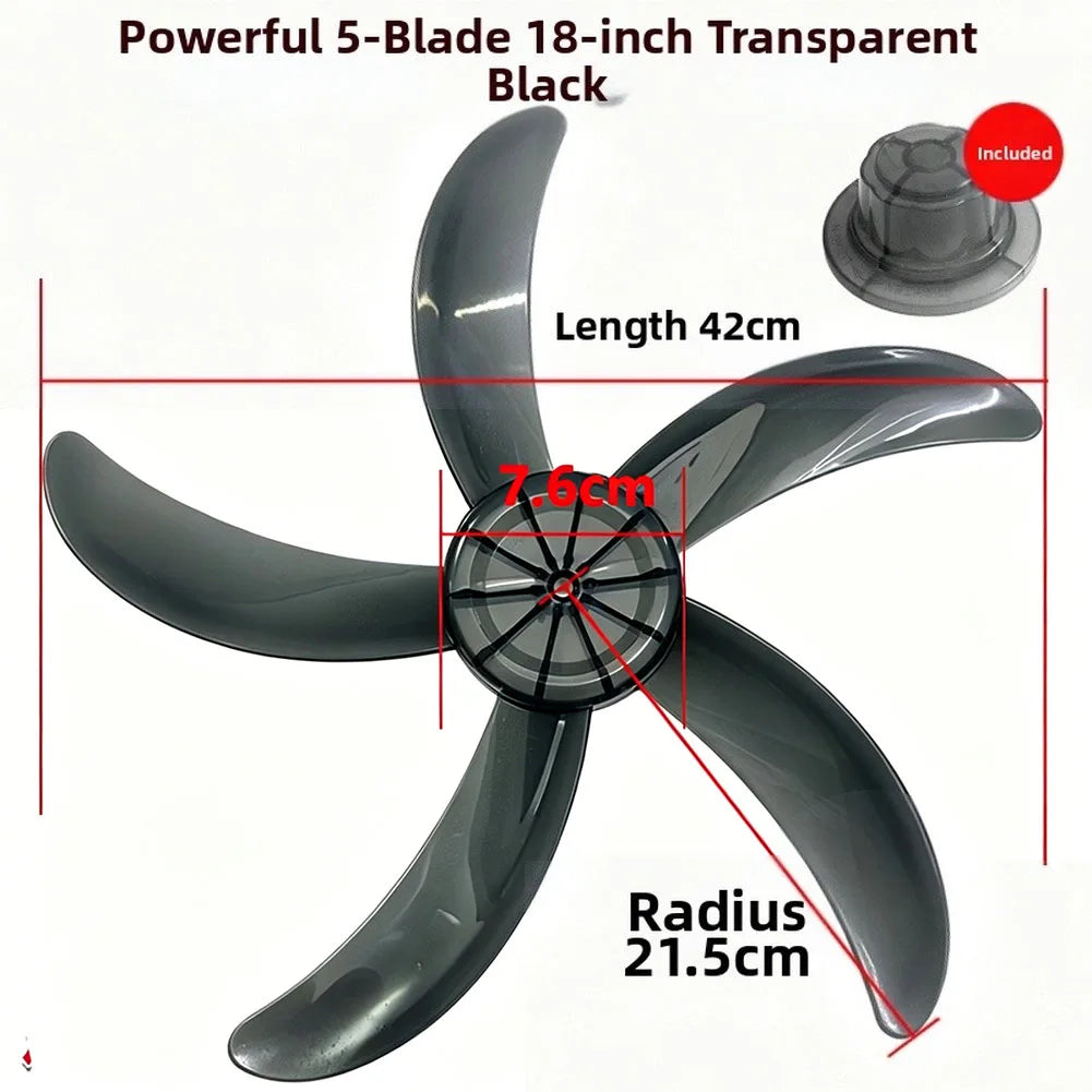 18 Inch Plastic Fan Blade 5 Leaves With Nut Cover Electric Fan Accessories Household Standing Pedestal Fan Blade