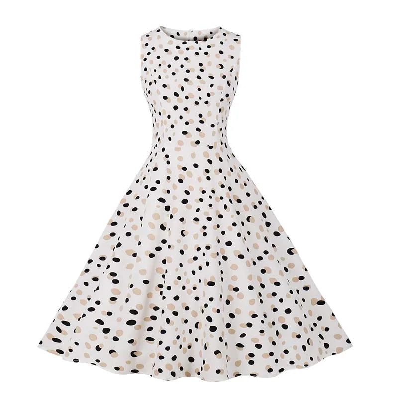 Sleeveless Floral Print Summer Dress Women Elegant Vintage Casual O Neck A Line Midi Party Sundress Vestidos With Belt