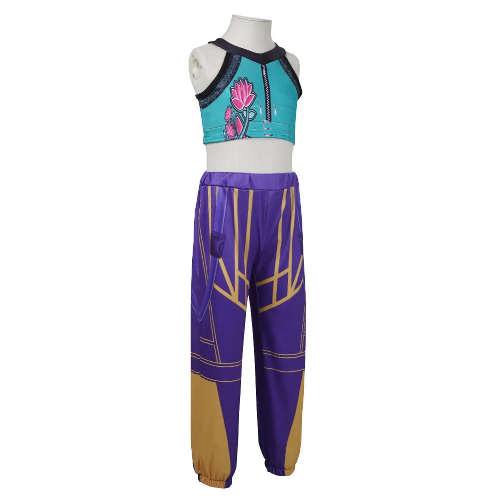 Halloween Fancy Dress Adult Kids Street Hip Hop Role Play Outfit 3 Styles Printed Crop Top Skirt Shorts Idol Stage Costume