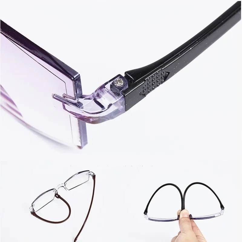 Rimless Reading Glasses Bifocal Distant and Near Magnifying Glasses for Men and Women To +4.0