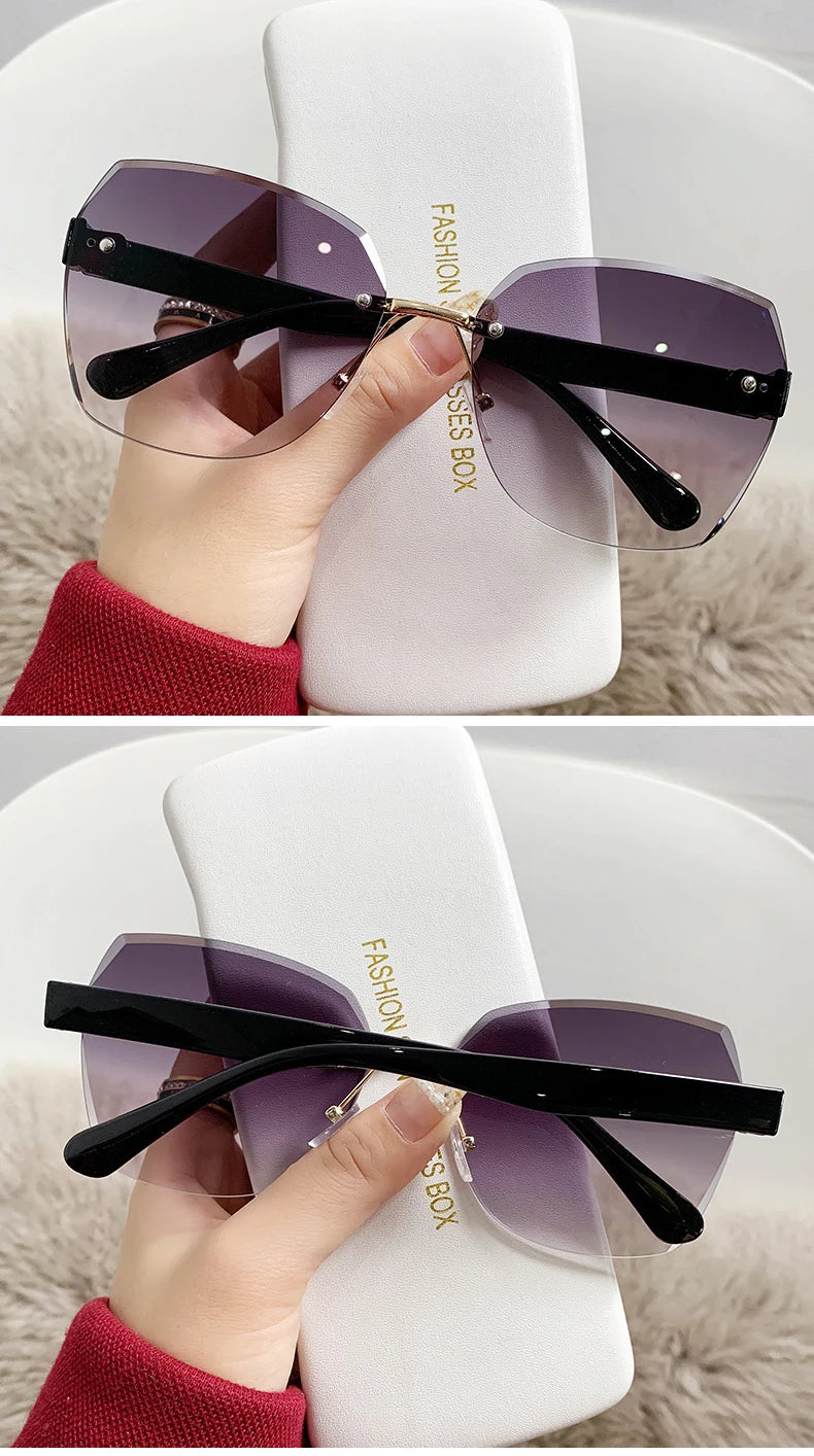 Fashion Rimless Sunglasses Women Trendy Gradient Lens Frameless Square Sun Glasses Female Retro Punk Shades UV400 Eyewear