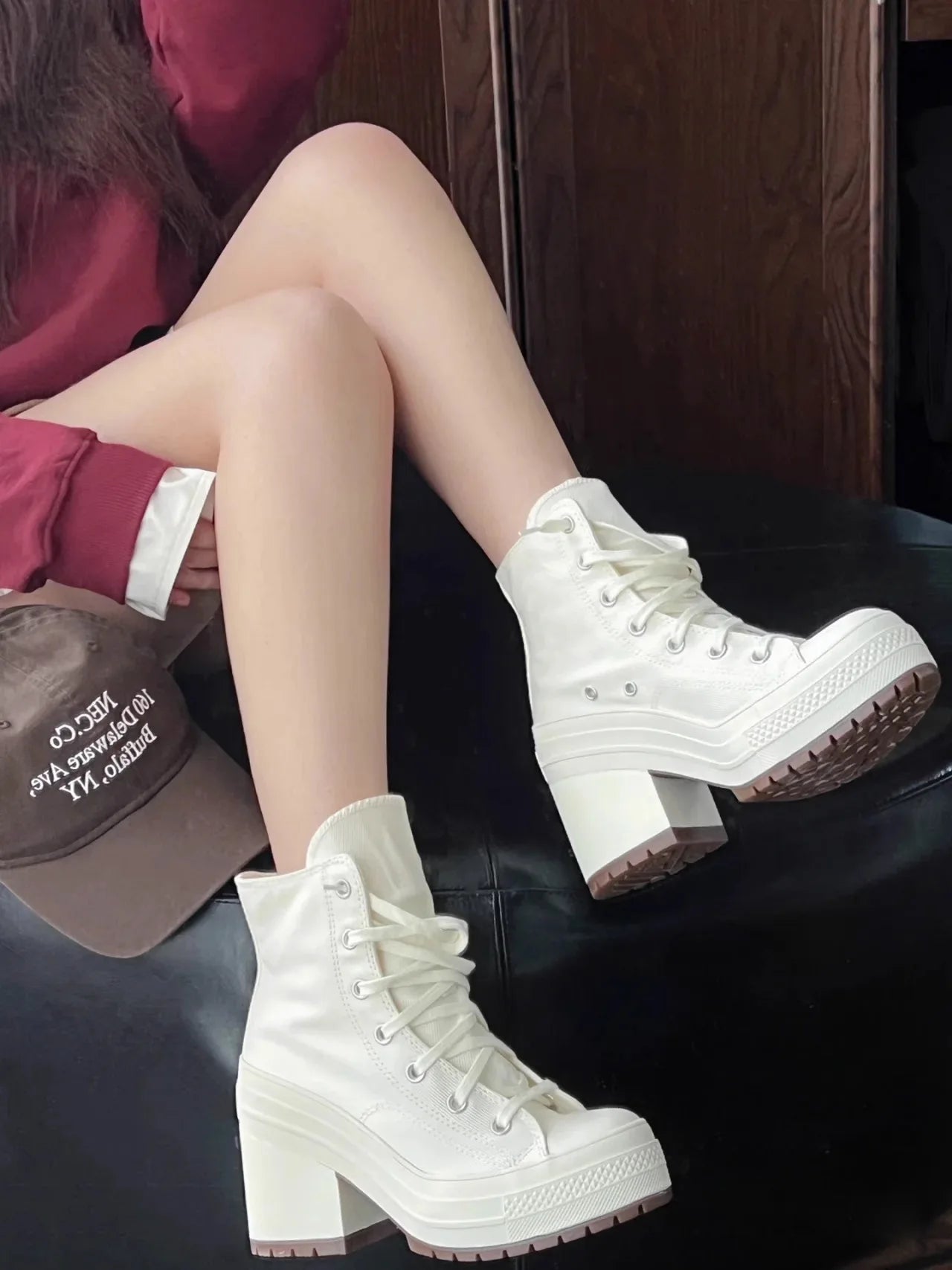 Women Platform Sneakers Designer Women Boots Fashion Outdoor Vulcanize Shoes Women High Top Canvas High Heels Plus Size 36-42