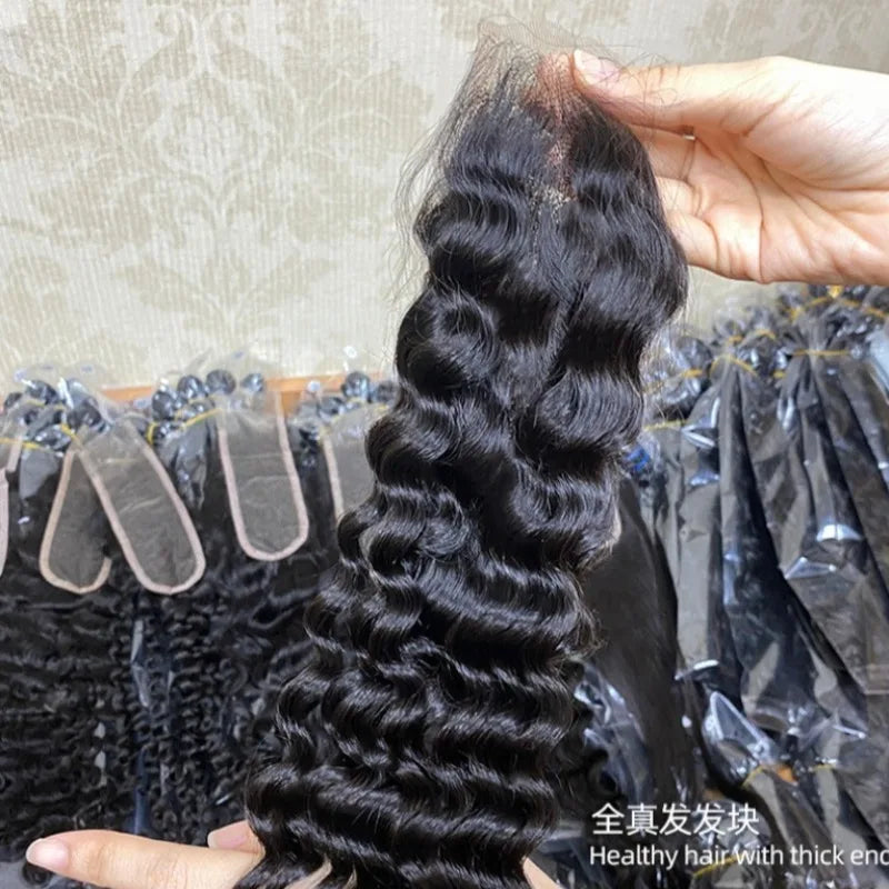 HD Premium 20 Inch 2*6 Lace Closure  Burmese Curly Human Hair Full Hand Weaving Brazilian Virgin Remy for Black Women Wig Making