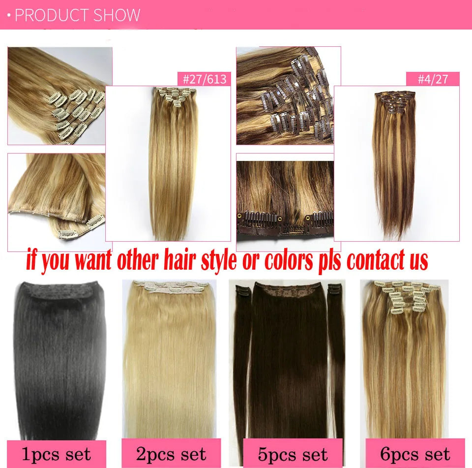 ZZHAIR 100% O Brazilian Human Remy Hair Extensions 16"-24" 2pcs Set 70g 80g Clips-in Two Pieces 2x10cm Natural Straight