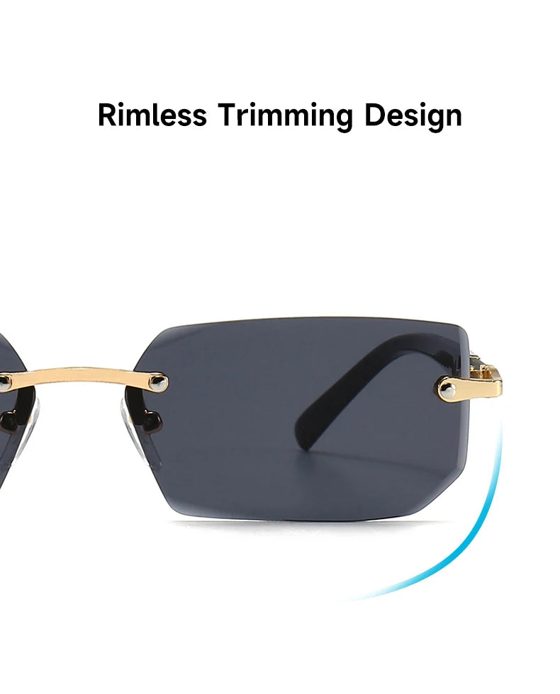 1PCS/2PCS/3PCS Rimless Sunglasses Rectangle Fashion Popular Women Men Shades Small Sun Glasses For Female Male Traveling Oculos