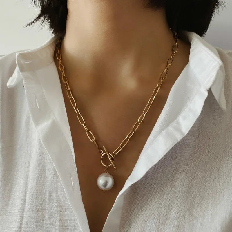 New Ins Heart Shape Pearl Necklace Women Vintage Korean Crystal Love Beads Pendant Choker Wedding Party Fashion Jewelry Gifts