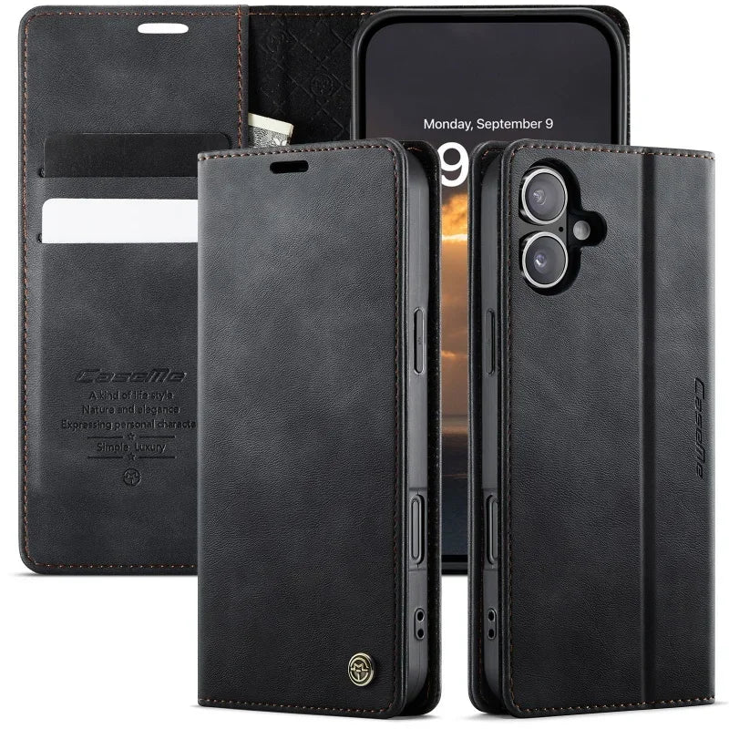 Magnetic Leather Wallet Card Phone Case For iPhone 17E 17 Air 16E 16 Pro Max 15 Plus 14 13 12 11 Flip Wireless Charging Cover