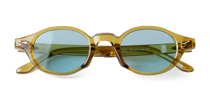 Retro Small Oval Sunglasses Women Brand Design Rivet Blue Tortoise Shell Sun Glasses Outdoor Men Shades Female UV Oculos De Sol