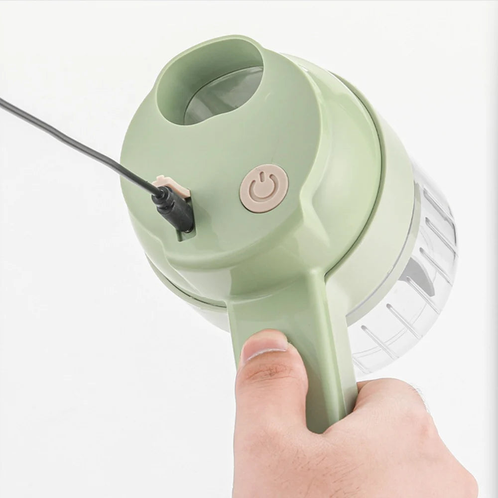 4 In 1 Wireless Vegetable Slicer Electric Handheld Food Chopper Garlic Masher Cutter USB Slice Meat Grinder Machine 오토슬라이서전동채칼