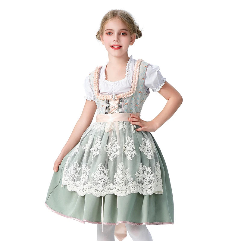 Girls Halloween Costume Bavaria Children's Clothing German Oktoberfest Munich Farm Pastoral Dress Flower Girl Outfit
