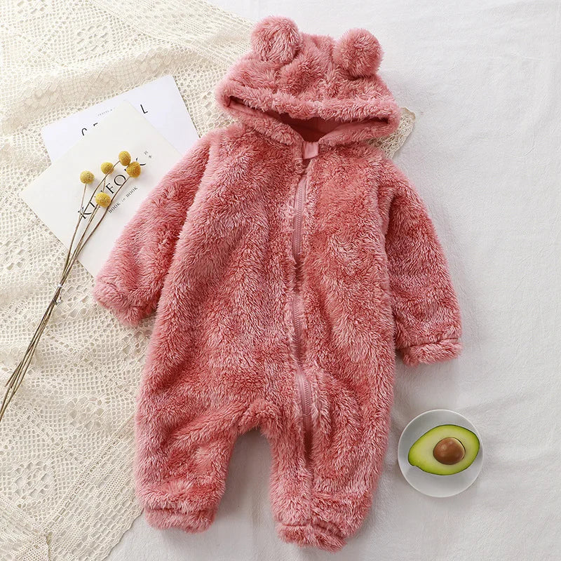 Winter Baby Fleece Onesie - Warm Fuzzy Footed Pajamas for Newborn Toddler Unisex
