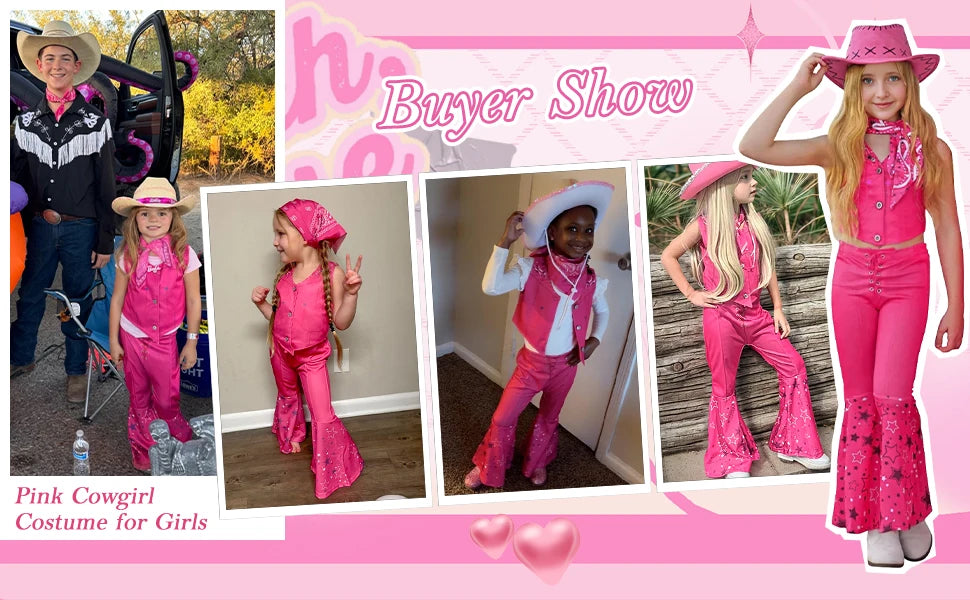 Girls Margot Movie Cospaly Costume Pink Vest Top And Flared Trousers For Kids Barbe Halloween Birthday Party Carnival Outfits