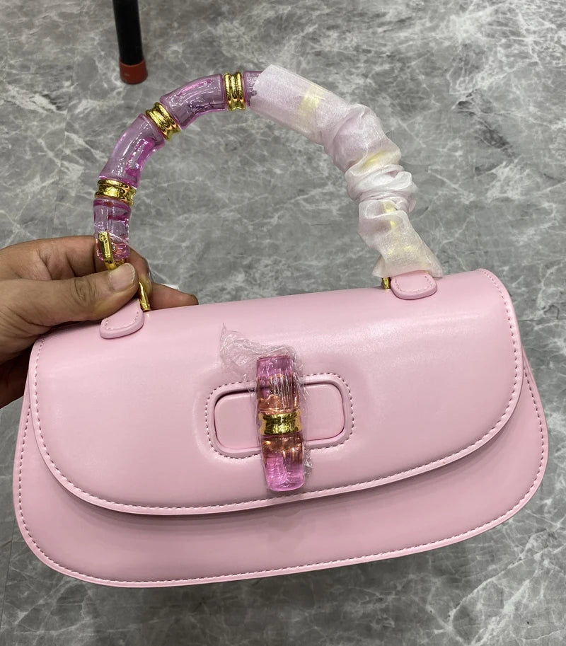 Classic Box Saddle Bags For Women Luxury Designer Handbags And Purses 2025 New In PU Acrylic Top Handle Small Underarm Shoulder