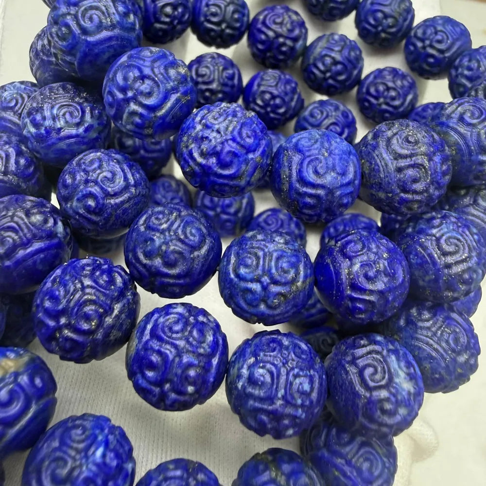 Natural Imperial Blue Lapis Lazuli Carved Loose Beads Stone Afghanistan Origin Fashion Jewelry DIY Auspicious Prestyle & Meihan